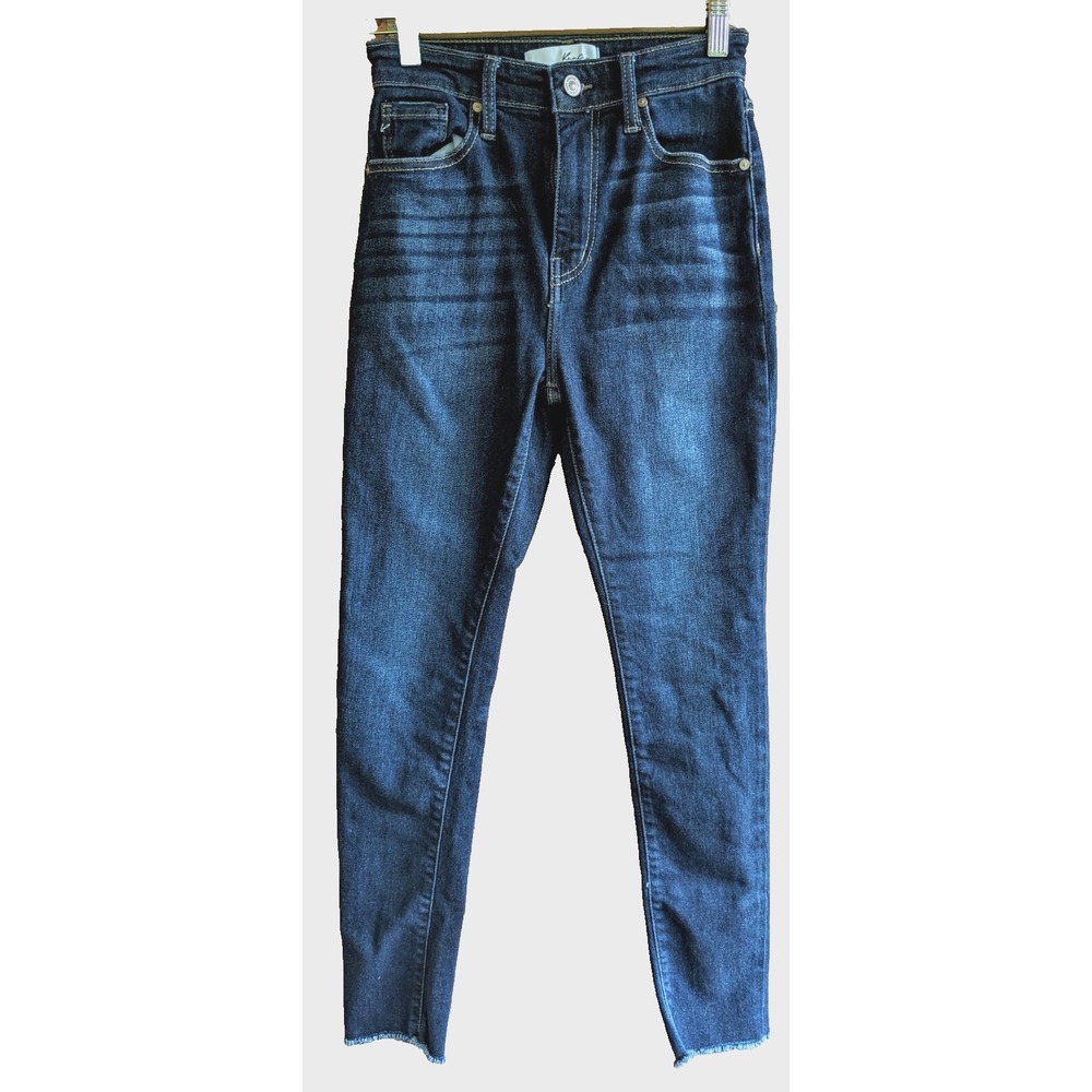 Kancan Ankle Skinny Jeans Women's Sz 3/25 Raw Hem Dark Wash Classic High Waist